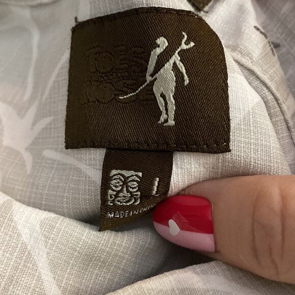 Toes to the Nose Hawaiian shirt grey white mens size large linen blend - Picture 8 of 10